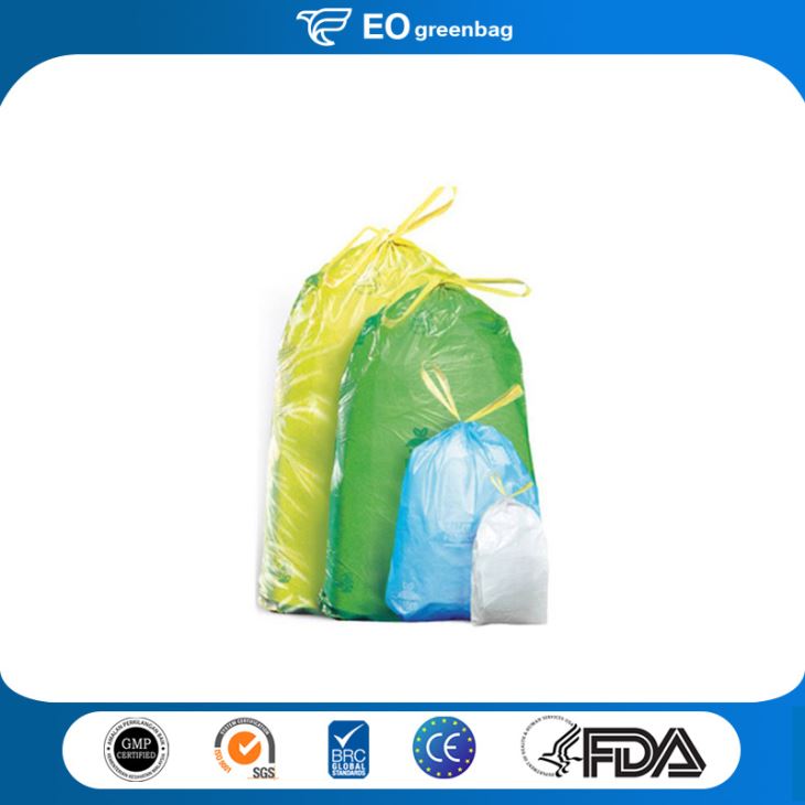 Plastic Trash Bag with Drawstring